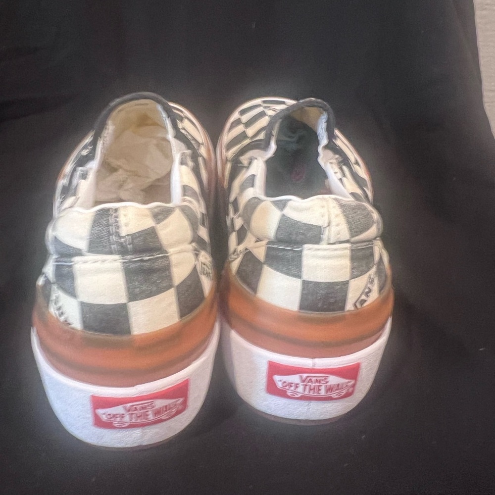 Vans Black and White Checkered Platform Slip Ons - Picture 4 of 8